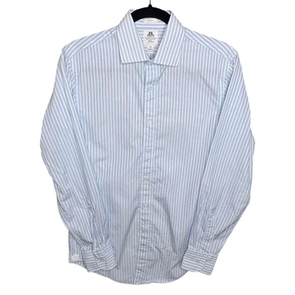 Men's Light Blue Stripe Dress Shirt - Classic Spread Collar